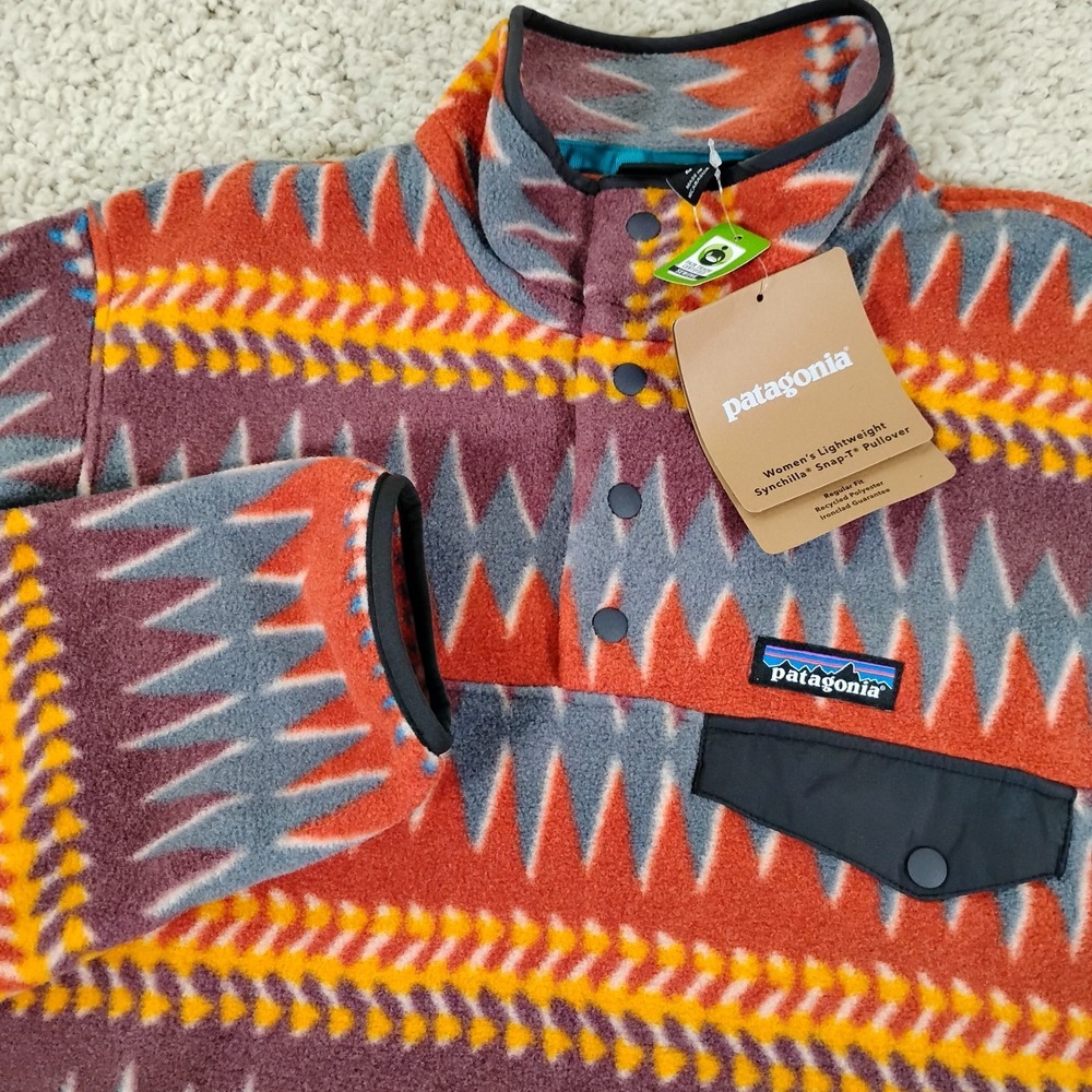 Patagonia Synchilla Snap T Pullover Jacket Womens M Fleece Aztec Lightweight